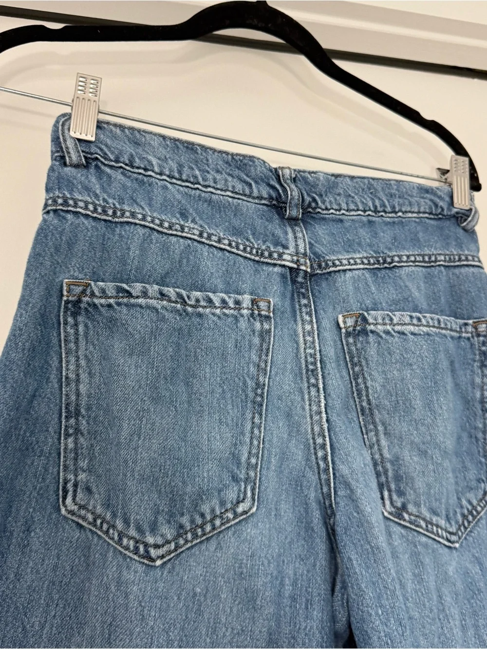 Banana Republic Wide-Leg Cotton & Lyocell Denim Trousers Sz 25 0 Light Vacation